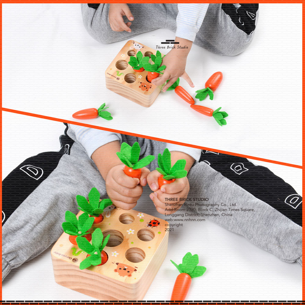Amazon Product Photography in China Children's wooden toys wormhole + carrots Listing Life style